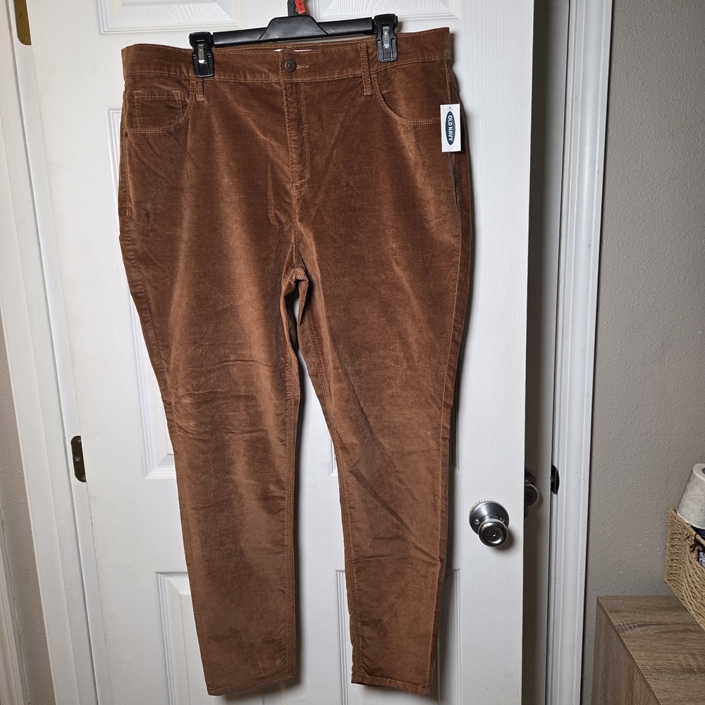 Old Navy sz 18 Rockstar Super Skinny brown velvet high‎ rise pants NWT casual